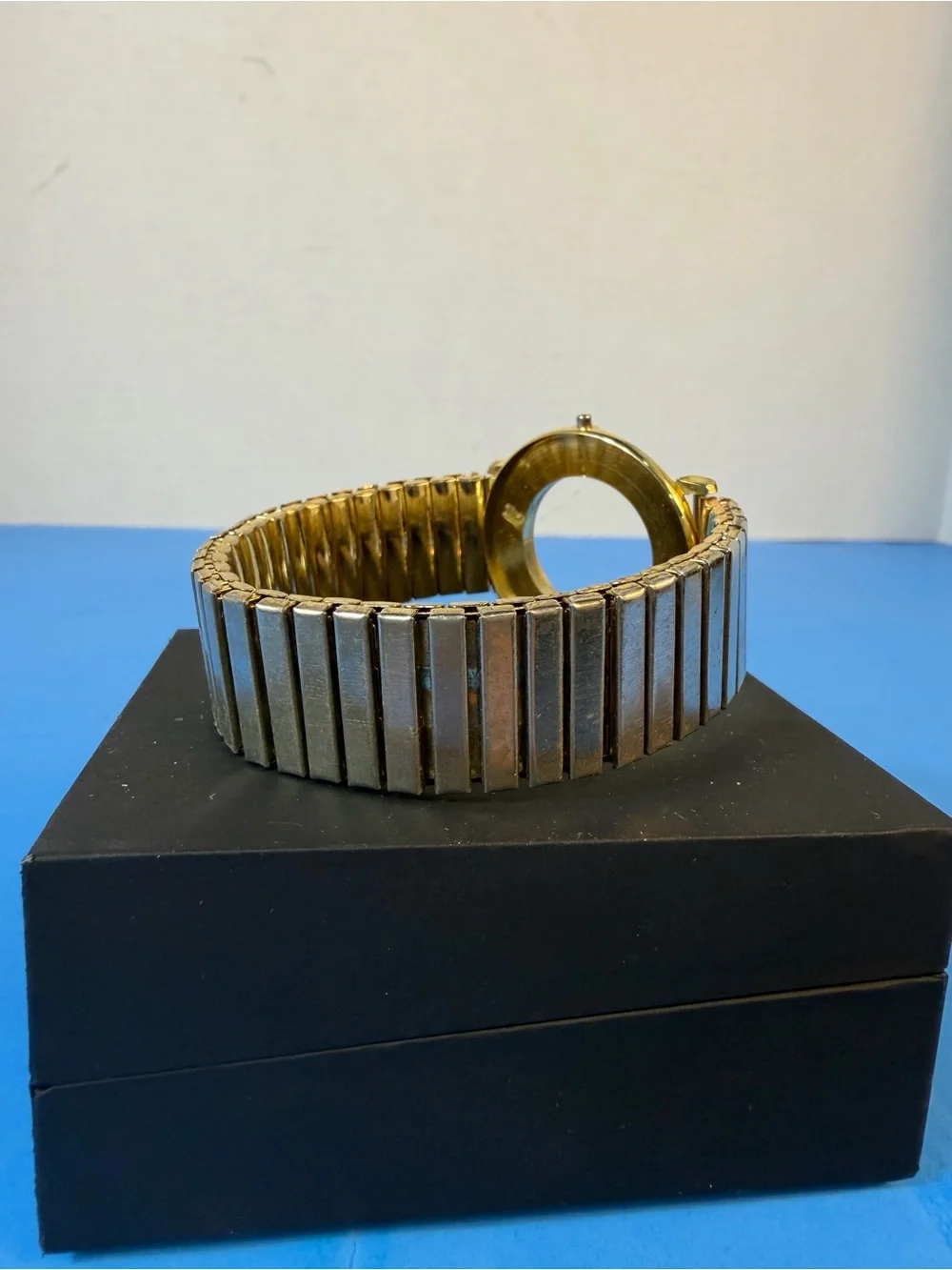 Gold and Silver Tone Men's Watch Case with Stretch Band